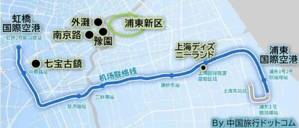 上海 ”空港連絡線” 路線図 by 中国旅行ドットコム