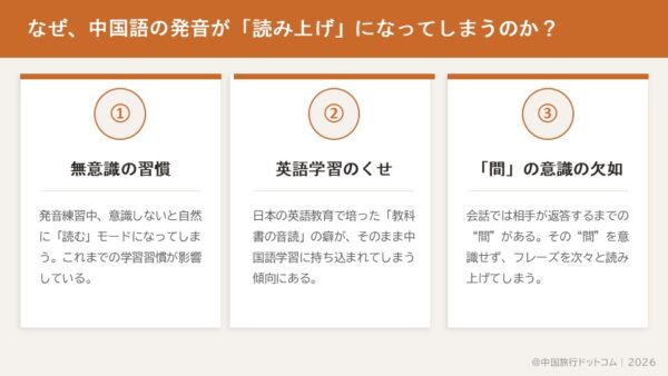 なぜ、中国語の発音が読み上げになってしまうのか？